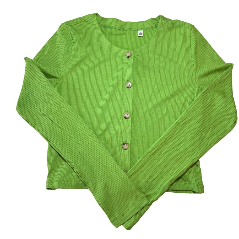 Aritzia Wilfred Green button cardigan round neck